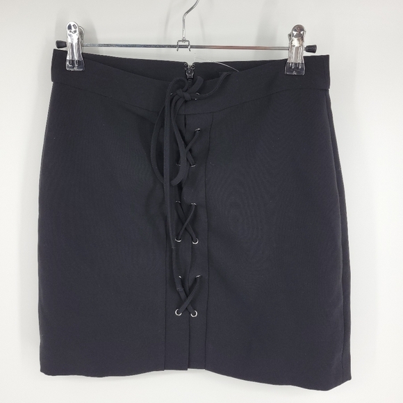 Madewell Womens Black Mini Tie Front Skirt Size 00 - Picture 2 of 11